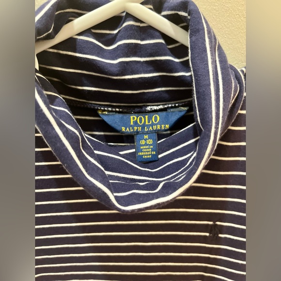 Polo by Ralph Lauren Striped Turtleneck Long Sleeve Jersey Dress Girl Size M8-10 - Picture 8 of 9